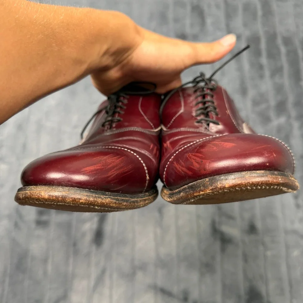 Allen Edmonds Park Avenue Burgundy Leather Cap Toe Oxford Shoes Mens 11 EE 5675